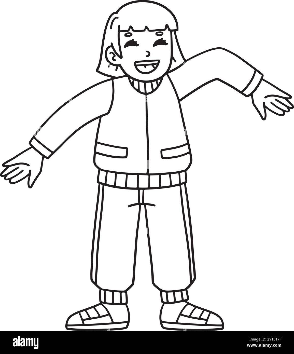 Breakdance B Girl macht eine Armwelle isoliert Stock Vektor