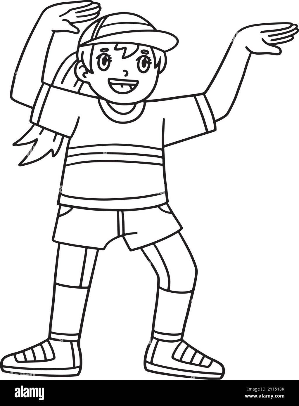 Breakdance B Girl mit ägyptischem Schritt isoliert Stock Vektor