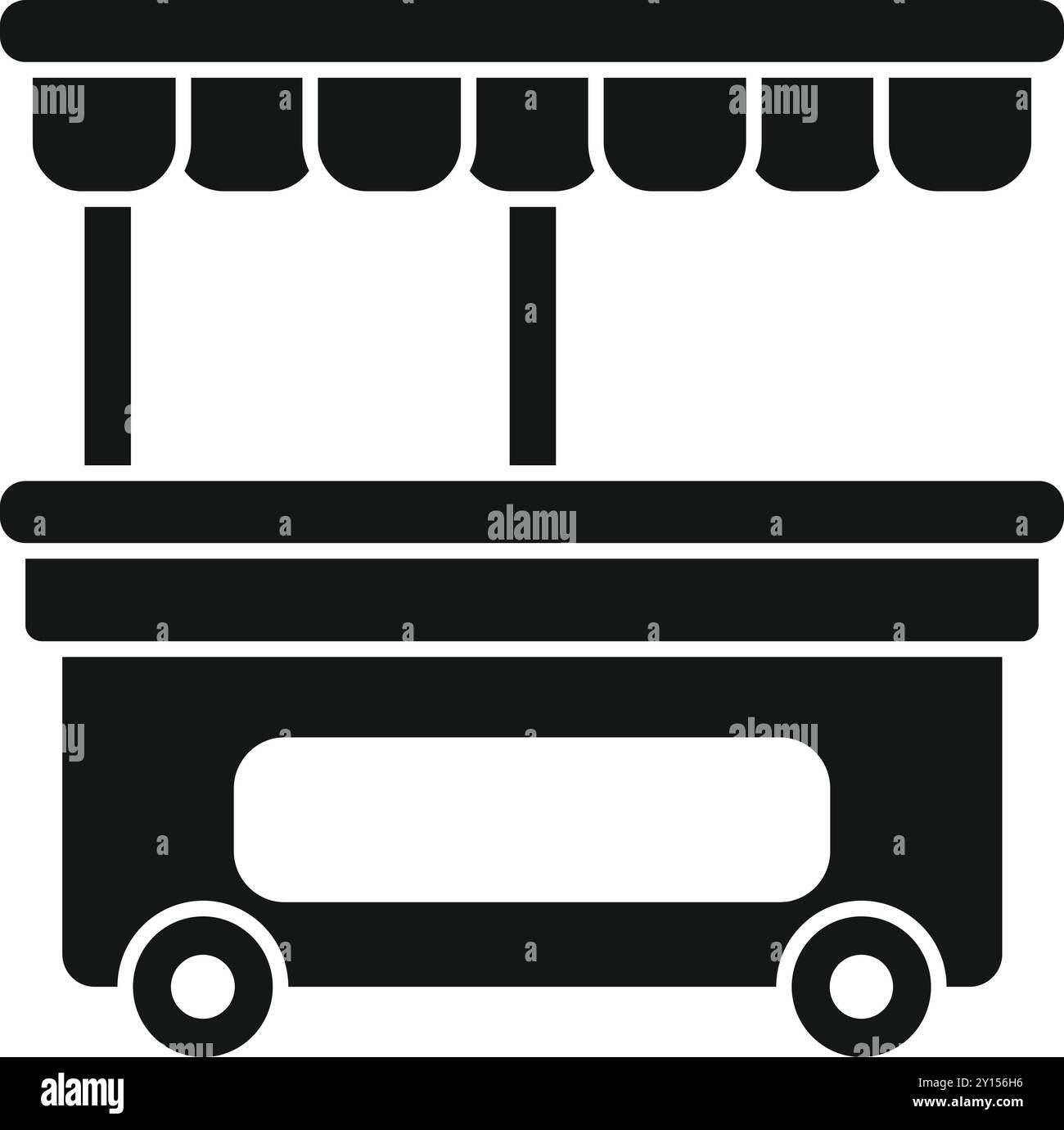 Dieses einfache Symbol stellt einen mobilen Street Food Cart dar, perfekt für Projekte im Zusammenhang mit urbanem Essen und Stadtleben Stock Vektor