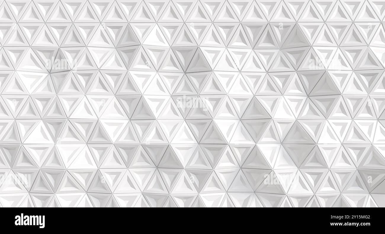 Weiße abstrakte niedrige Poly Dreiecksmuster Hintergrundtapete Textur 3d Stockfoto