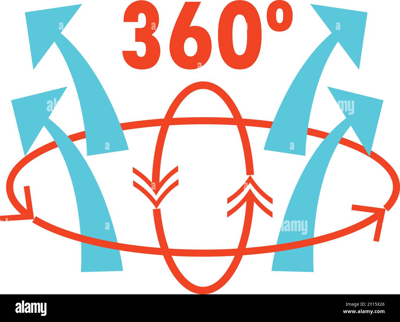 Kreisförmiges Diagramm mit rotierenden Pfeilen, das einen vollständigen Zyklus anzeigt und die kontinuierliche Entwicklung betont Stock Vektor