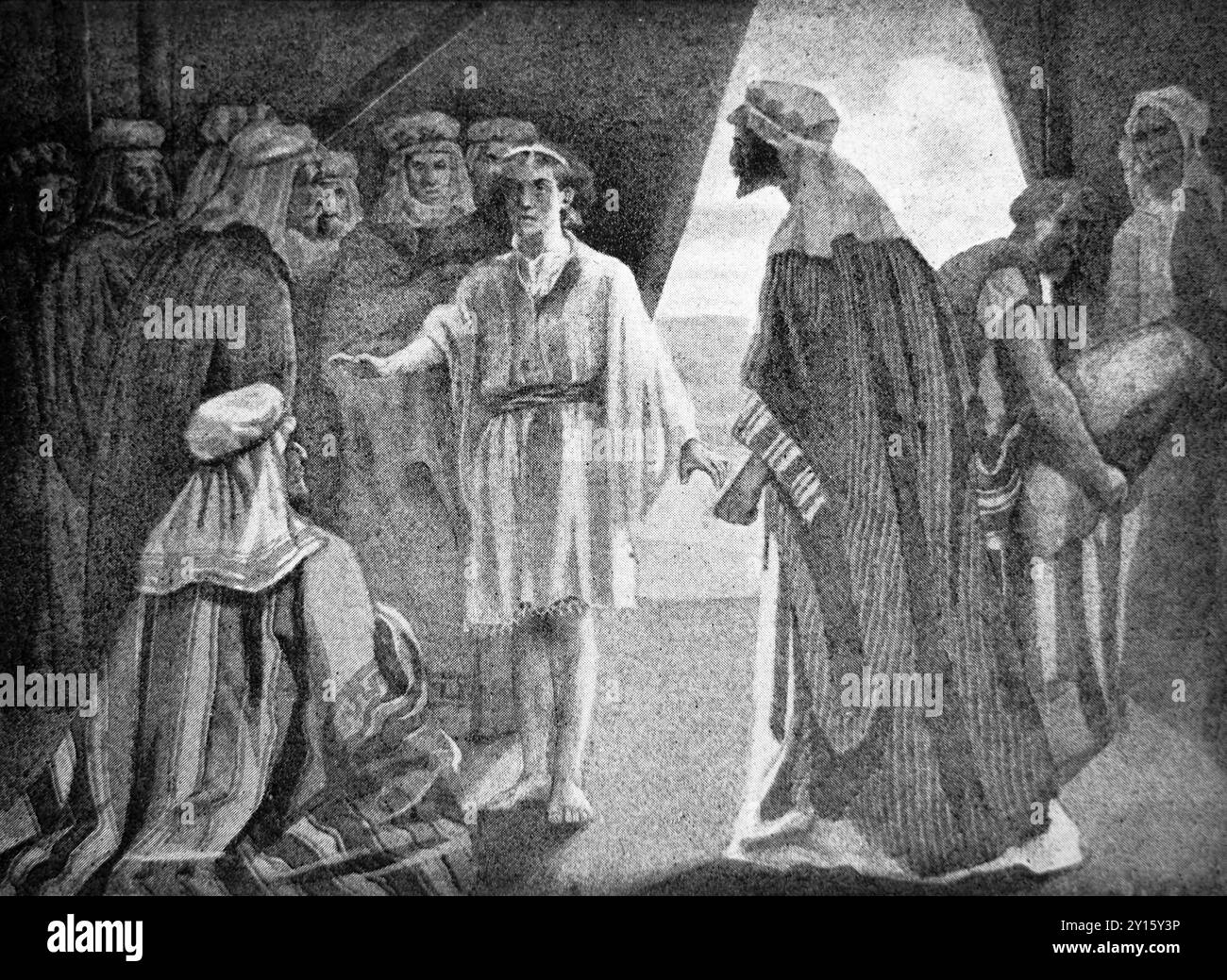 Illustration von Joseph, der seine Brüder seiner Träume erzählt (Genesis) aus dem 19. Jahrhundert religiöses Kinderbuch Sonntag Nachmittag Geschichten Gleanings fro Stockfoto