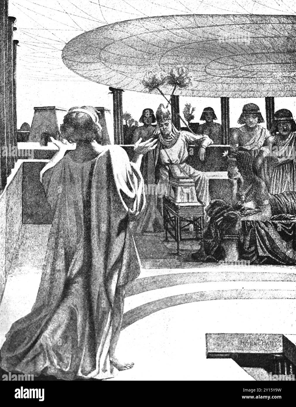 Illustration von Joseph, der die Träume des Pharaos interpretiert (Genesis) aus dem 19. Jahrhundert religiöses Kinderbuch Sonntagnachmittag Geschichten Gleanings aus Stockfoto