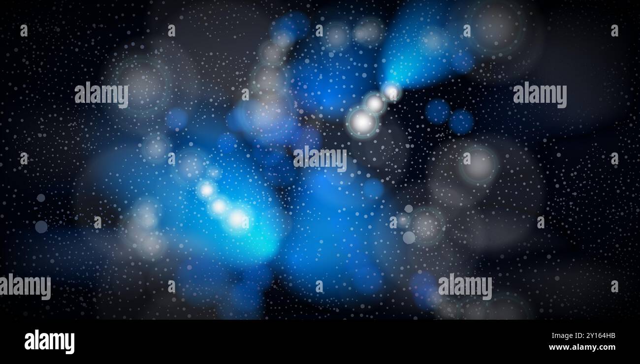 Dunkelblauer kosmischer Nebel, tiefer Weltraum, Kosmos Konzept, Textur, Hintergrund - abstrakte Illustration im editierbaren Vektorformat Stock Vektor