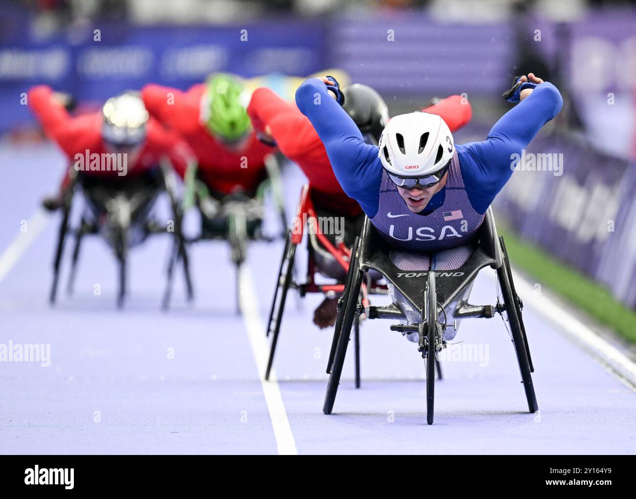 Paris, Frankreich. September 2024. Daniel Romanchuk aus den USA, der am 5. September 2024 in Paris bei den Paralympischen Sommerspielen 2024 im Stade de France in der ersten Runde der Männer 800 m - T54 teilnahm. Foto von Gary Mitchell Credit: Gary Mitchell, GMP Media/Alamy Live News Stockfoto