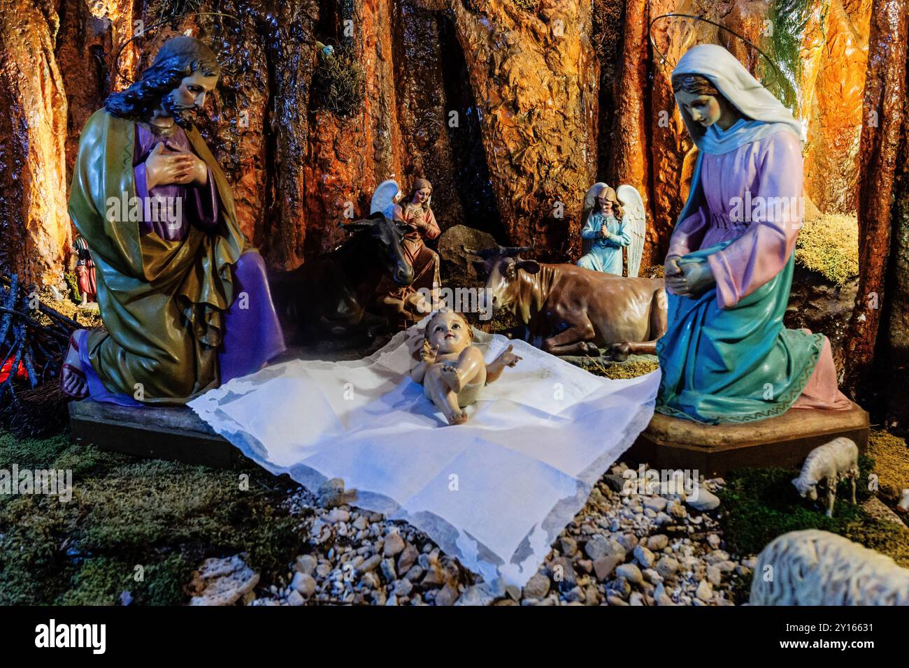 Katholische Kirche, Heiligtum Nostra Senyora de Cura, im Puig de Cura, Pla de Mallorca, Mallorca, Balearen, Spanien. Stockfoto