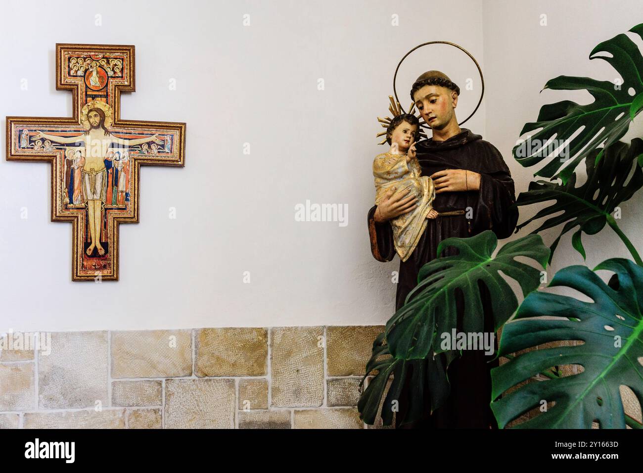 Katholische Kirche, Heiligtum Nostra Senyora de Cura, im Puig de Cura, Pla de Mallorca, Mallorca, Balearen, Spanien. Stockfoto