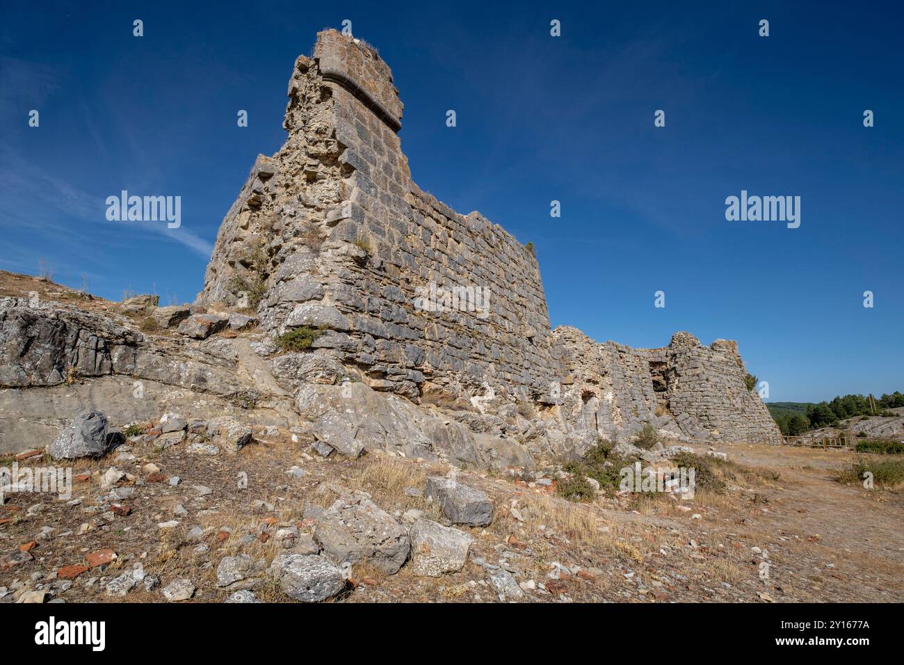 Festung San Leonardo de Yagüe, Soria, Autonome Gemeinschaft Kastilien, Spanien, Europa. Stockfoto