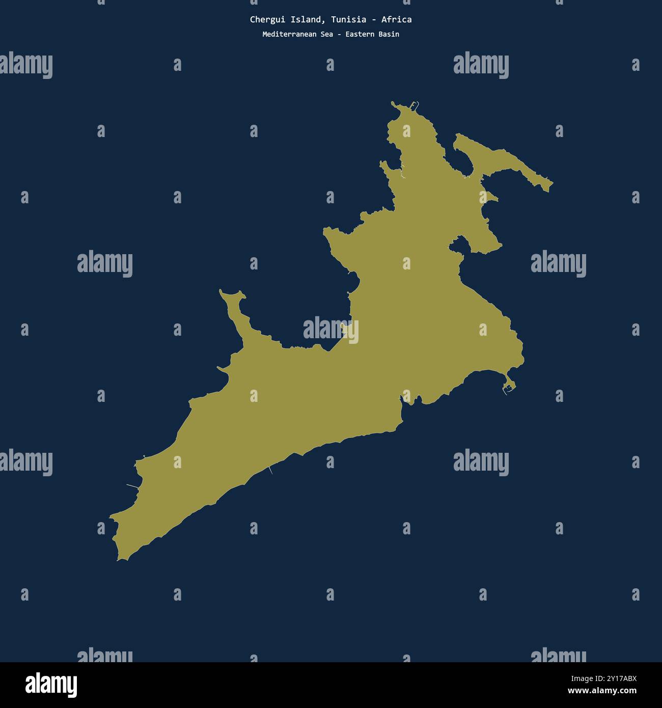 Form der Insel Chergui im Mittelmeer - östliches Becken, gehört zu Tunesien Stockfoto