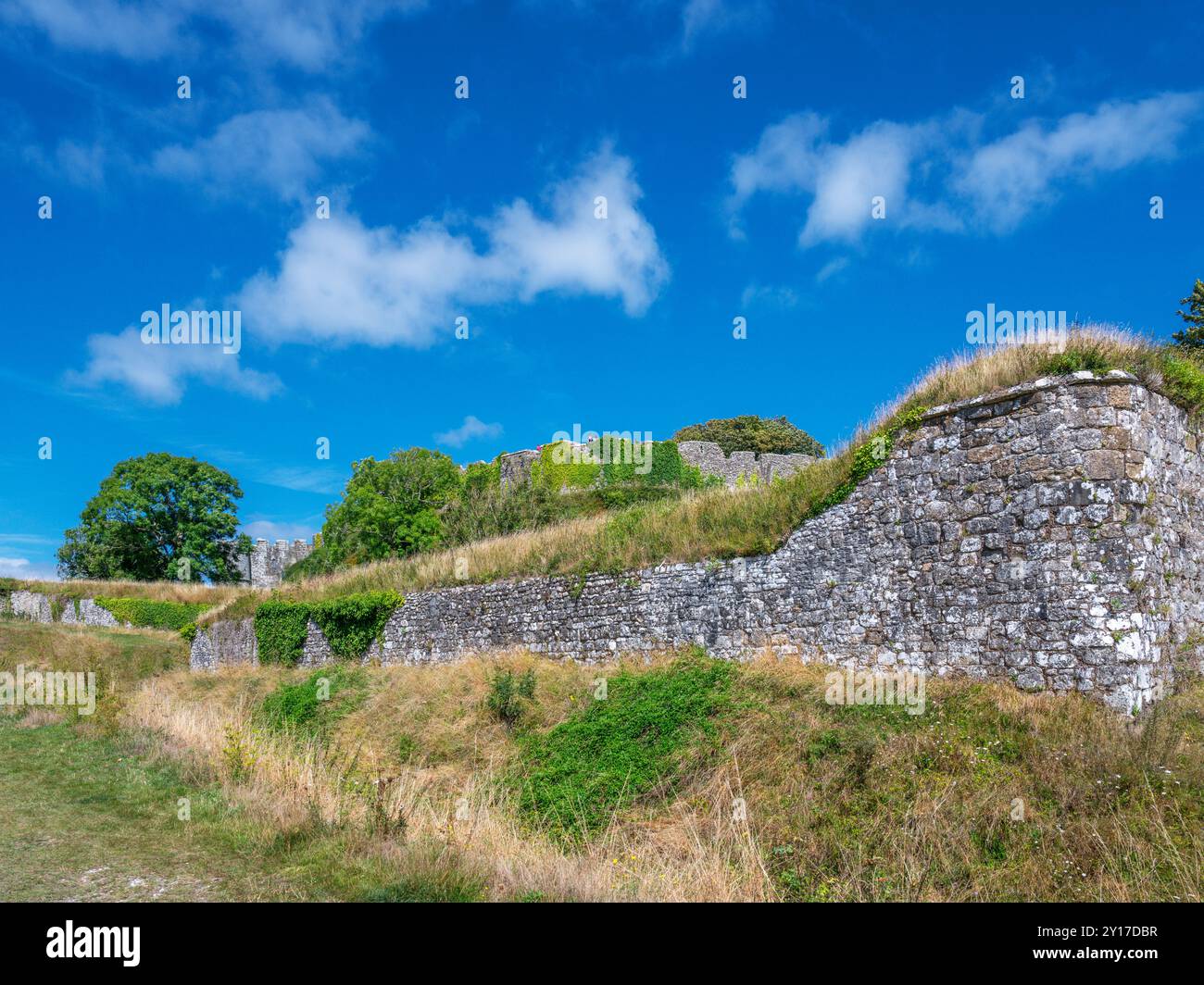 Die Mauern von Carisbrooke Castle, Carisbrooke, bei Newport, Isle of Wight, England, UK Stockfoto