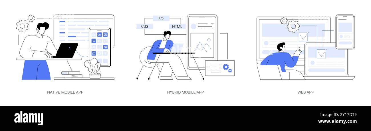 Mobile Apps isolierte Illustrationen von Cartoon-Vektoren Stock Vektor