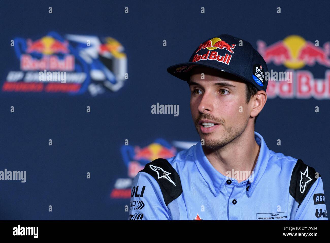 Misano Adriatico, Italien. 5. September 2024. Alex MARQUEZ (SPA) - Gresini Racing MotoGP beantwortet eine Frage während der Pressekonferenz des MotoGP Gran Premio Red Bull di San Marino 2024, 13. Runde der MotoGP Weltmeisterschaft 2024. Quelle: Riccardo Righetti/Alamy Live News Stockfoto