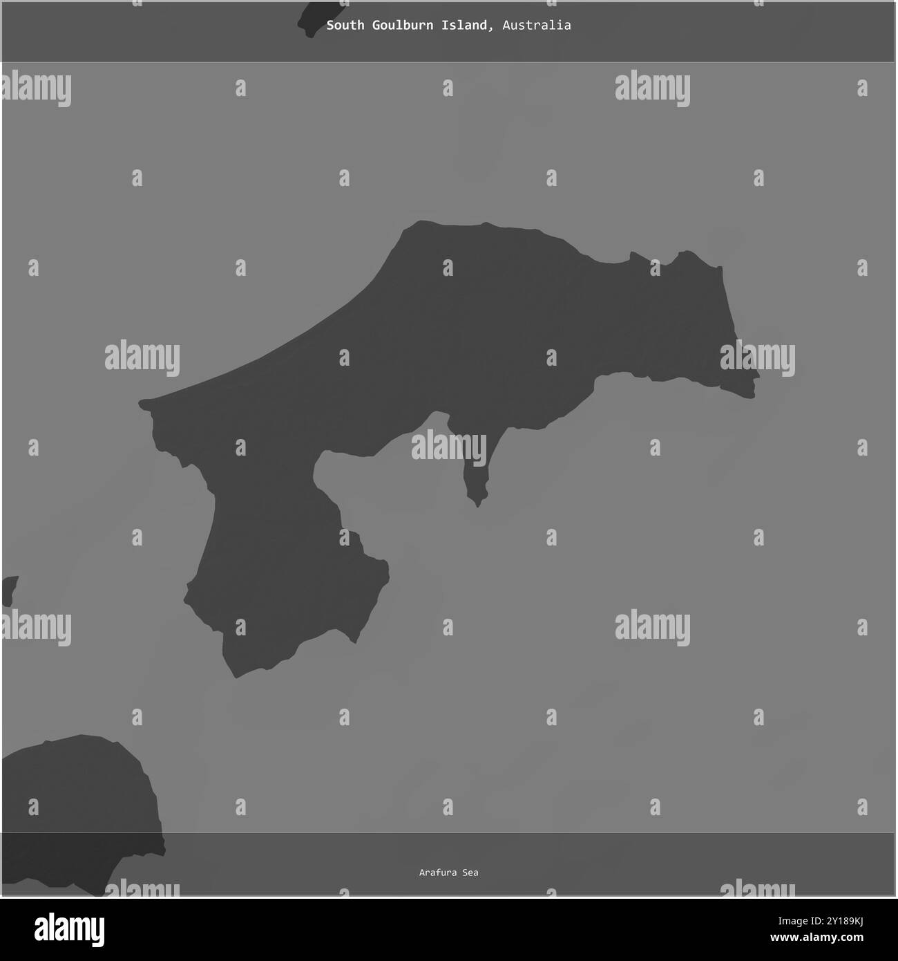 South Goulburn Island in der Arafura-See, die zu Australien gehört, wurde auf einer zweistufigen Höhenkarte quadratisch geschnitten Stockfoto