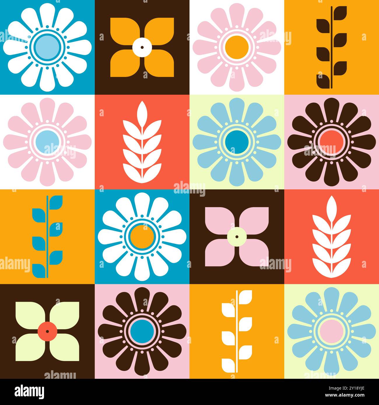 Bunte Blumen Nahtlos Wiederkehrendes Blumenoberflächenmuster Stockfoto