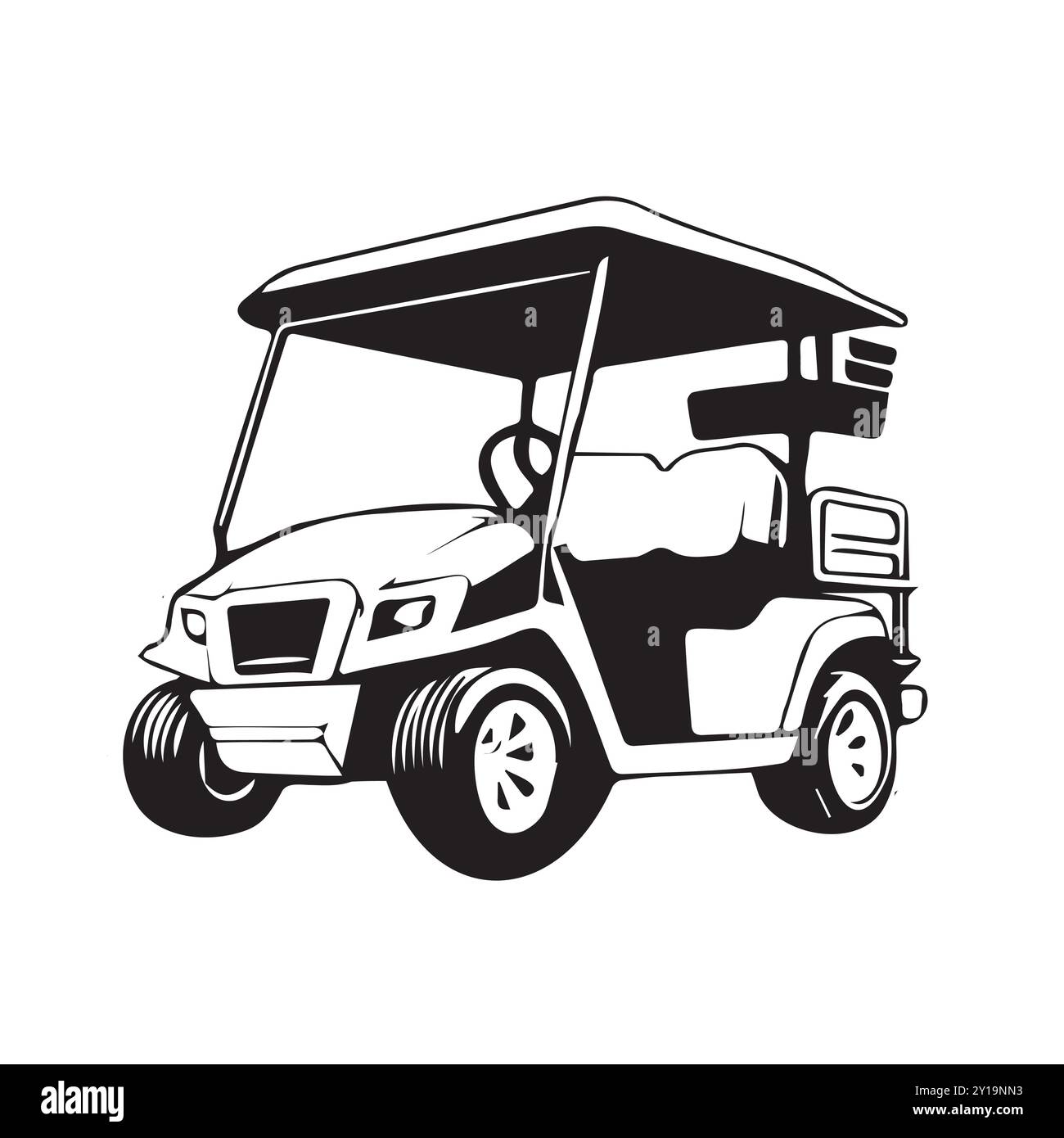 Abbildung Des Eleganten, Monochromen Golfwagens Stock Vektor
