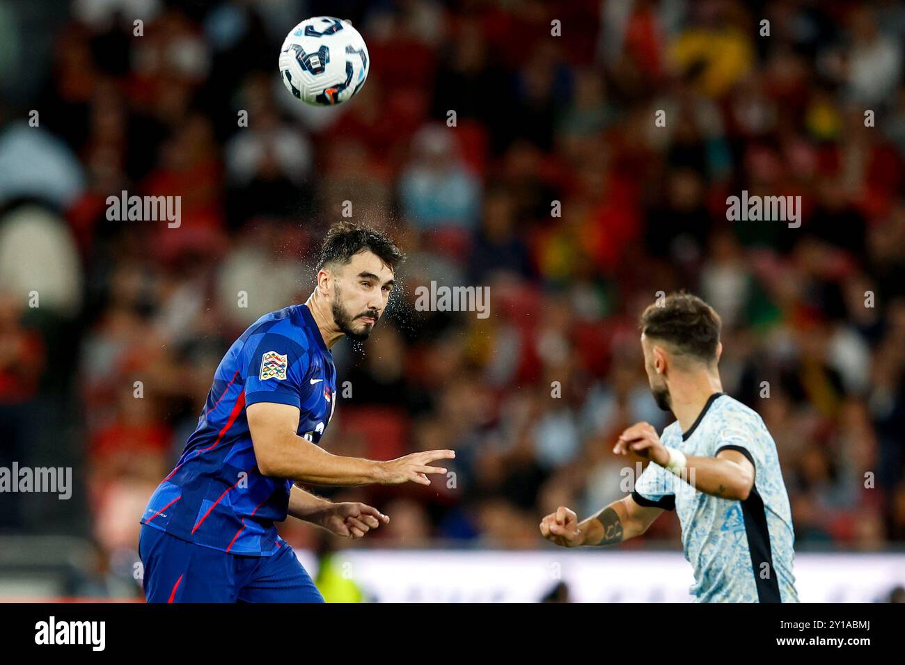 Lissabon, Portugal. September 2024. Josip Sutalo aus Kroatien während des Gruppenspiels der UEFA Nations League zwischen Portugal und Kroatien im Estadio do SL Benfica in Lissabon, Portugal, am 5. September 2024. Foto: Joao Rico/PIXSELL Credit: Pixsell/Alamy Live News Stockfoto