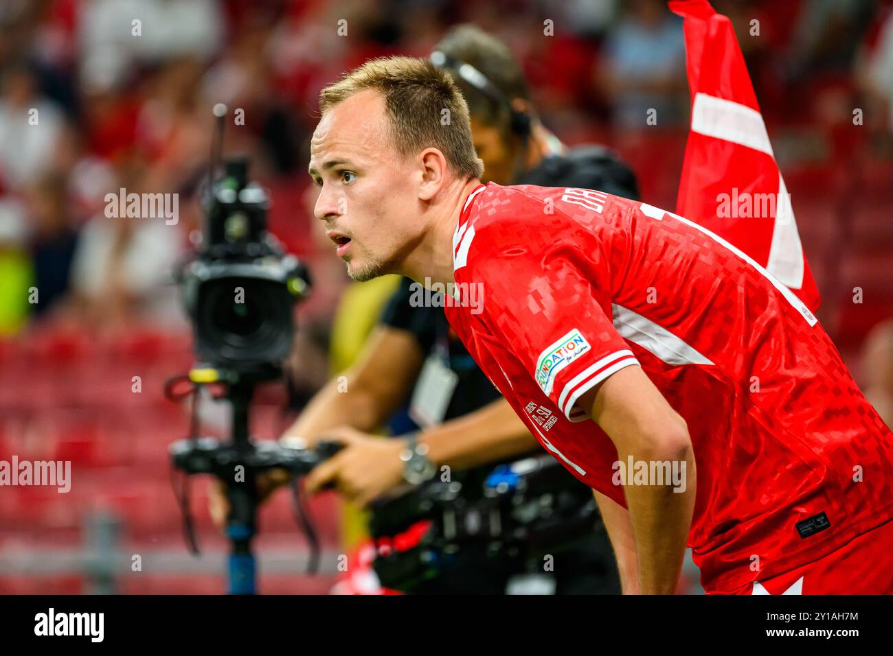 14 (DEN) - Mikkel Damsgaard. UEFA Nations League: Danmark mod Schweiz - 05.09.24. København, Danmark. 5. September 2024. Stockfoto