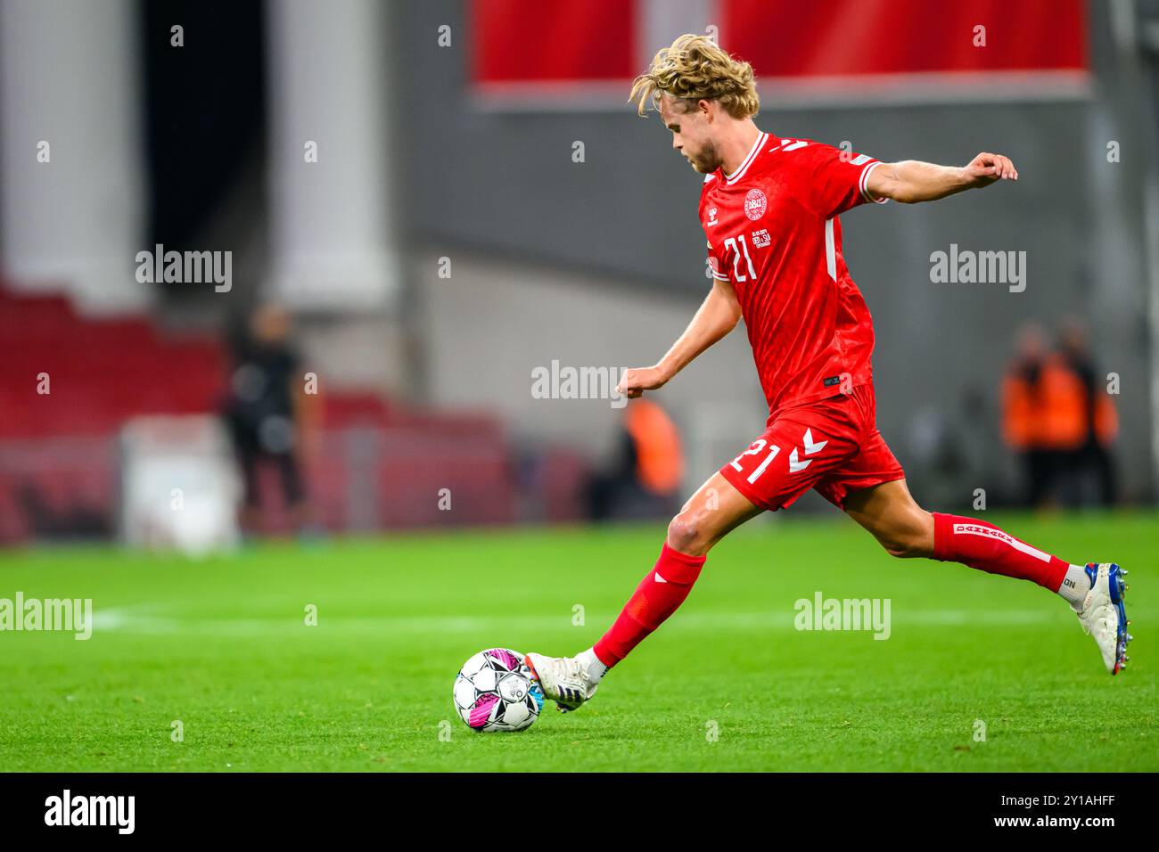 21 (DEN) - Morten Hjulmand. UEFA Nations League: Danmark mod Schweiz - 05.09.24. København, Danmark. 5. September 2024. Stockfoto