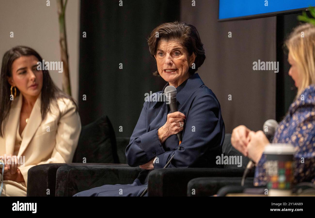 Austin Texas USA, 5. September 2024: LUCI BAINES JOHNSON, Tochter des verstorbenen US-Präsidenten Lyndon Baines Johnson und seiner Frau Lady Bird Johnson, spricht während einer Podiumsdiskussion über den Einfluss der First Ladies beim Texas Tribune Festival 2024 über das Erbe ihrer Mutter. Luci Johnson, jetzt in ihren 70ern, wuchs in The White House Credit: Bob Daemmrich/Alamy Live News auf Stockfoto