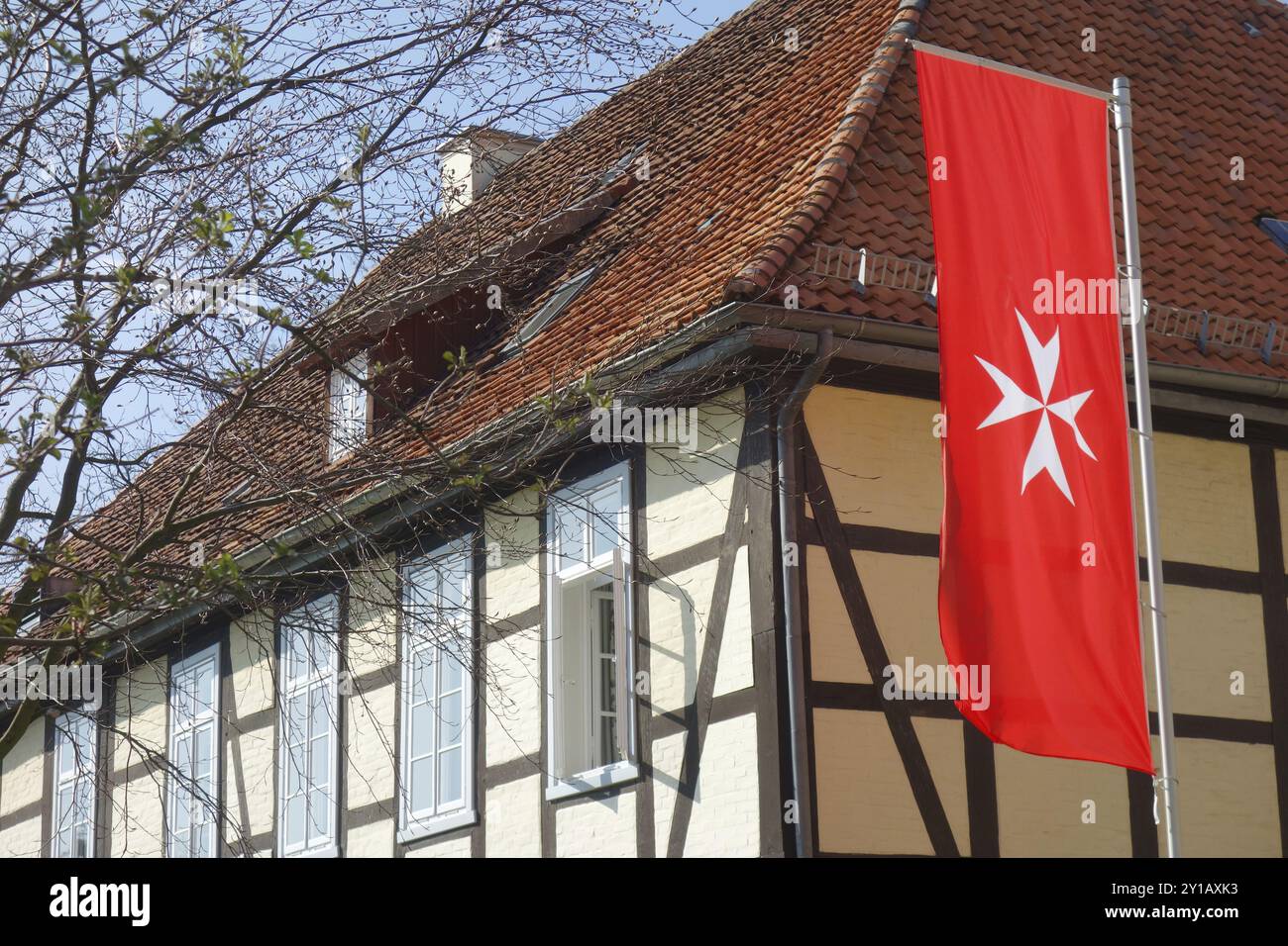 Flagge des Malteserordens Stockfoto