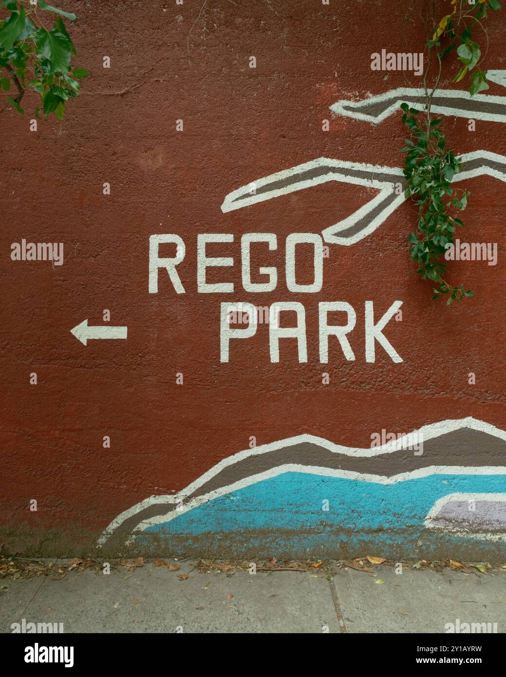 Schilder nach Rego Park, Queens, New York Stockfoto