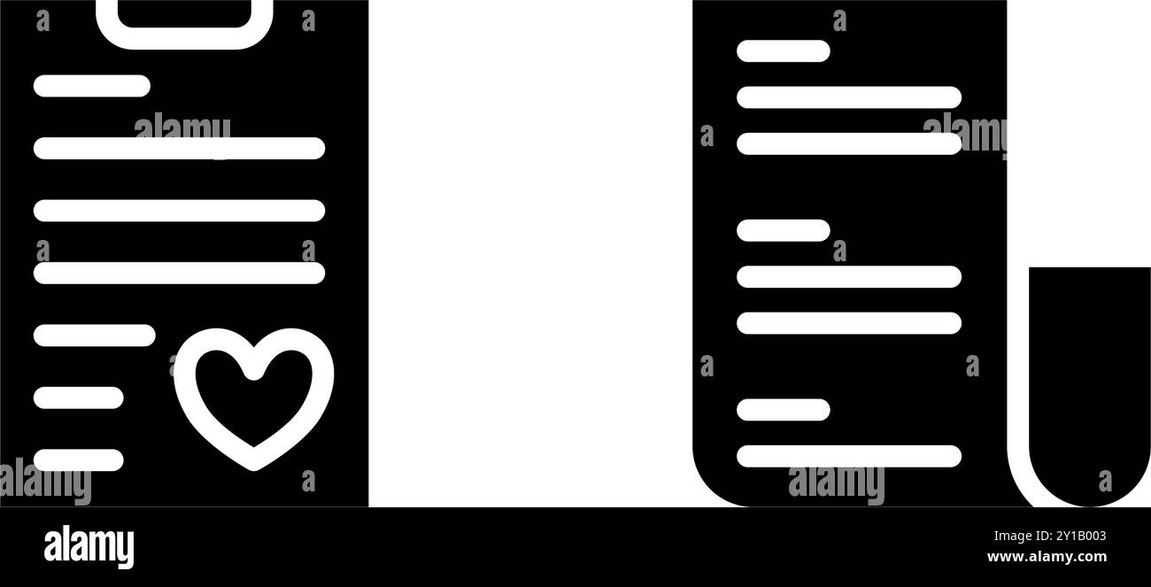 Symbol ausgefüllte Glyphe Beleg und Liste, Rechnung und Rechnung. Bearbeitbare Datei Stock Vektor