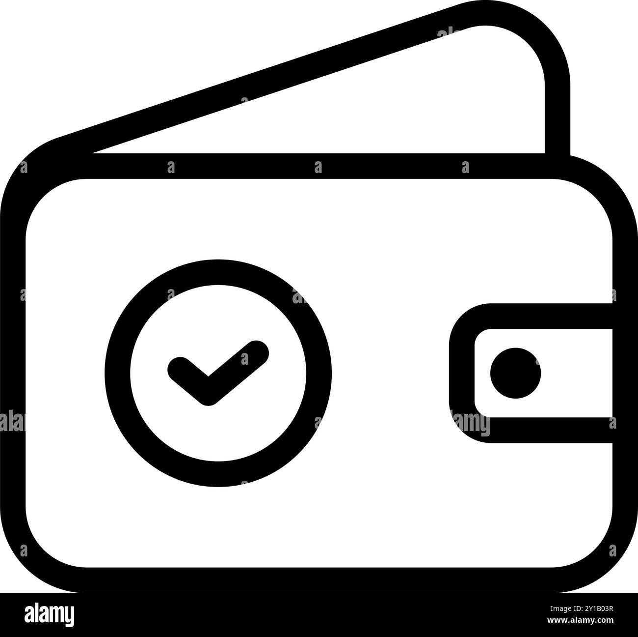 Icon Wallet mit Häkchen, Zahlung und Online-Shopping. Bearbeitbare Datei Stock Vektor