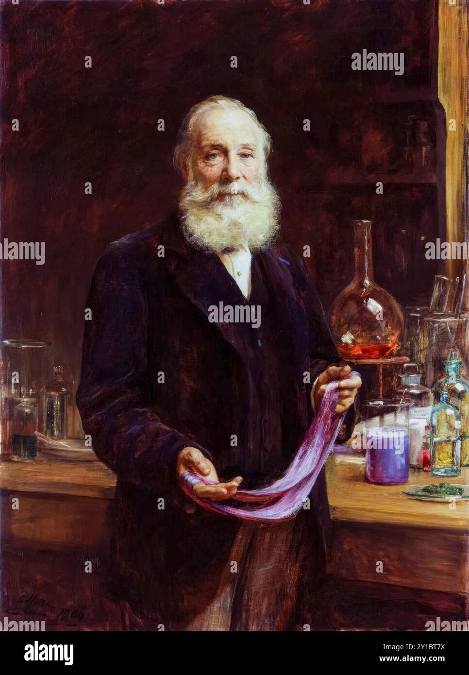 Sir William Henry Perkin (1838–1907), britischer Chemiker und Unternehmer, Porträtgemälde in Öl auf Leinwand von Sir Arthur Stockdale Cope, 1906 Stockfoto