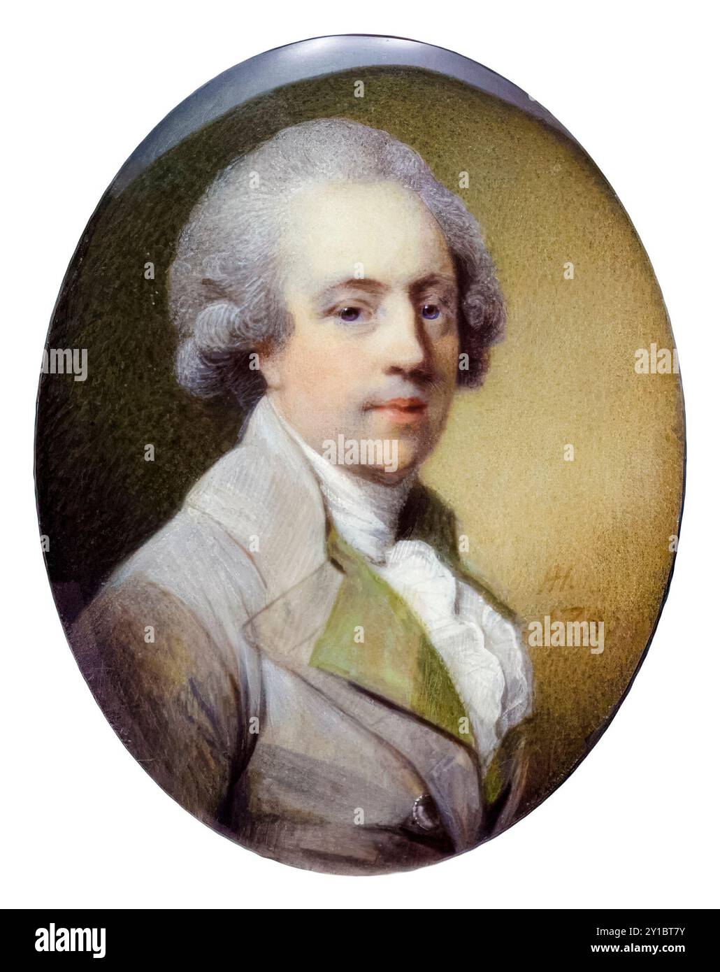 Richard Lovell Edgeworth (1744–1817), anglo-irischer Politiker, Schriftsteller und Erfinder, Miniaturmalerei in Aquarell auf Elfenbein von Horace Hone, 1785 Stockfoto