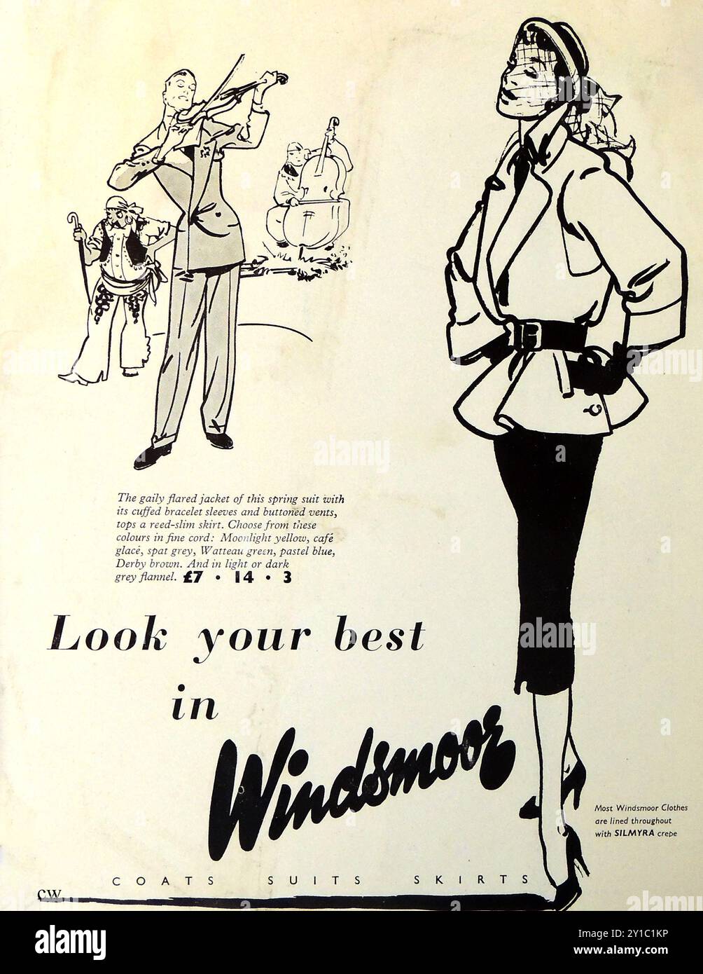 Eine Mode aus den 1930er Jahren für Windsmoor-Mode Stockfoto