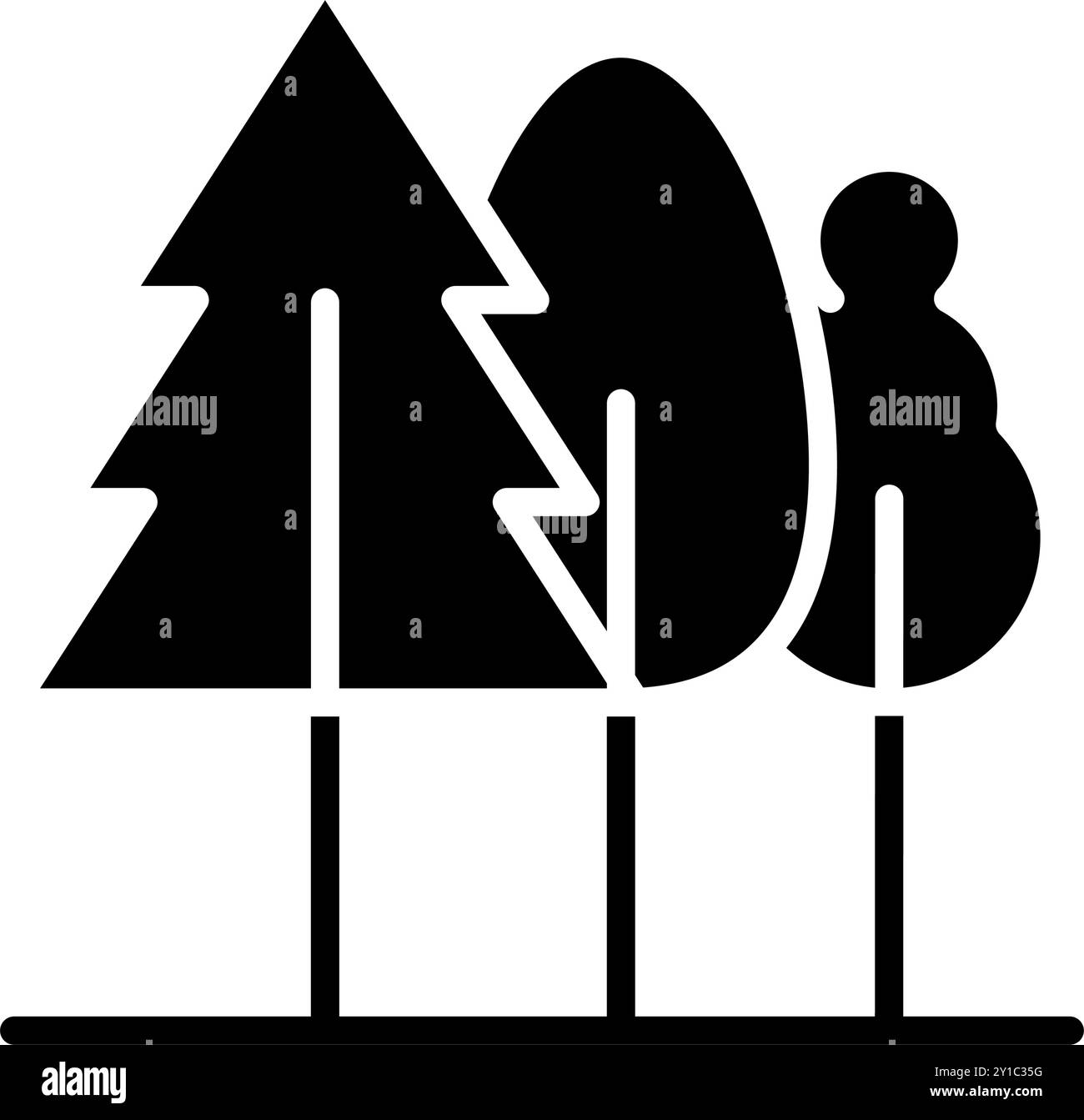 Symbol für feste Glyphen oder Wald, die Natur wird grün und rettet die Erde. Bearbeitbare Datei Stock Vektor