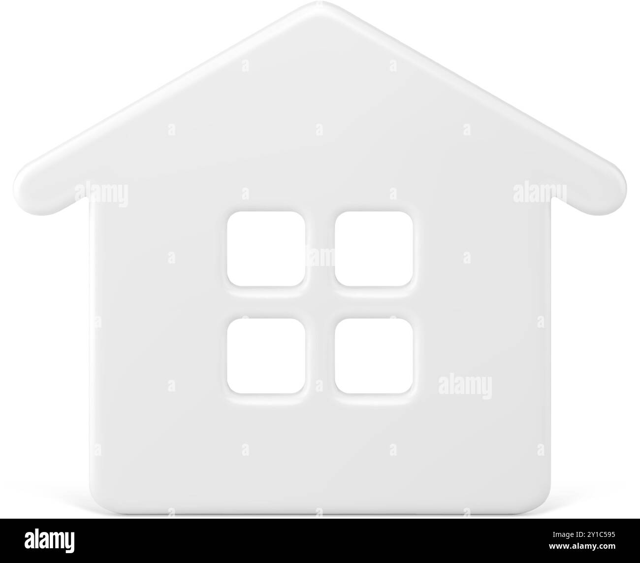 Realistische silberne Dorfhaus Weihnachtsspielzeug realistische Vektor-Illustration. Weiße glänzende Landhausdekorative Designvorlage isoliert. Minimal Stock Vektor