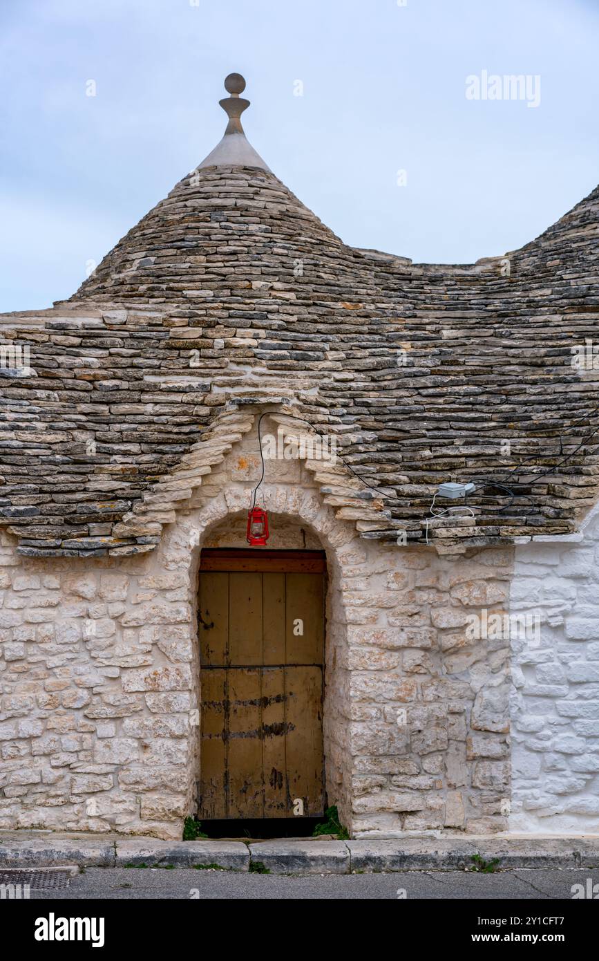 Alberobello traditionelle Trulli Steinhäuser und weiß, in Italien Stockfoto