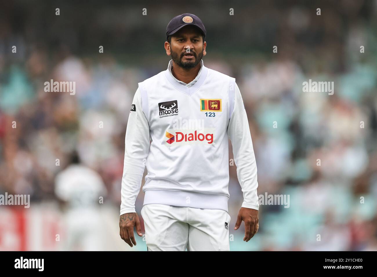 Dimuth Karunaratne aus Sri Lanka während des 3. Rothesay Test Match Day One England gegen Sri Lanka im Kia Oval, London, Großbritannien, 6. September 2024 (Foto: Mark Cosgrove/News Images) Stockfoto