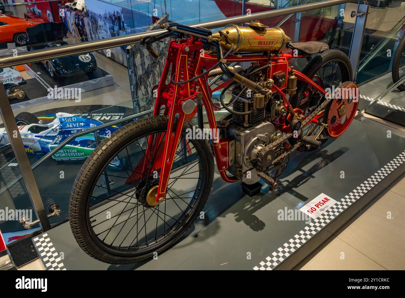 Ein Vintage 1919 Hamilton Motorrad im Automobilmuseum von Termas de Rio Hondo, Argentinien. Stockfoto