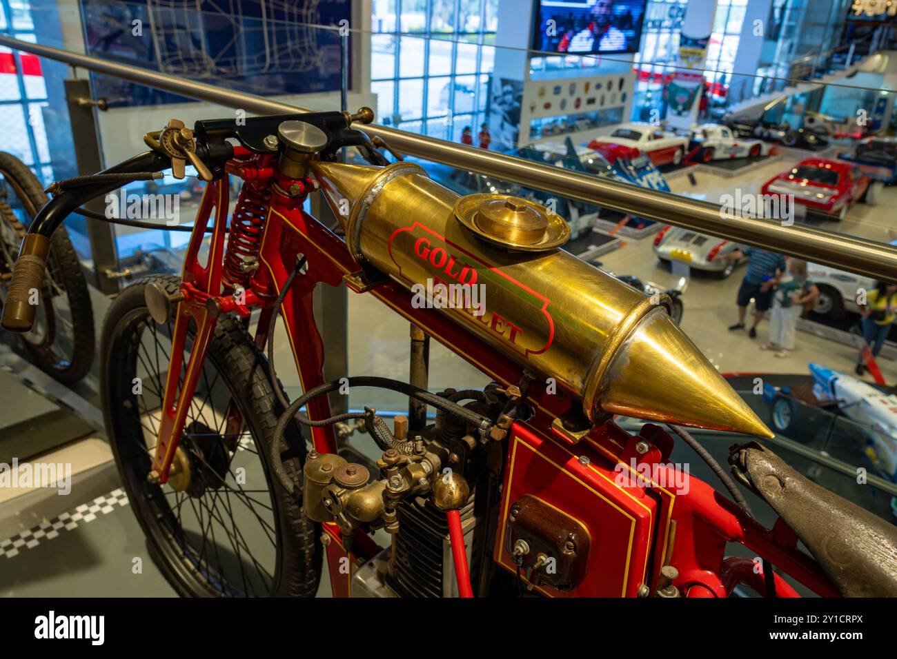 Ein Vintage 1919 Hamilton Motorrad im Automobilmuseum von Termas de Rio Hondo, Argentinien. Stockfoto