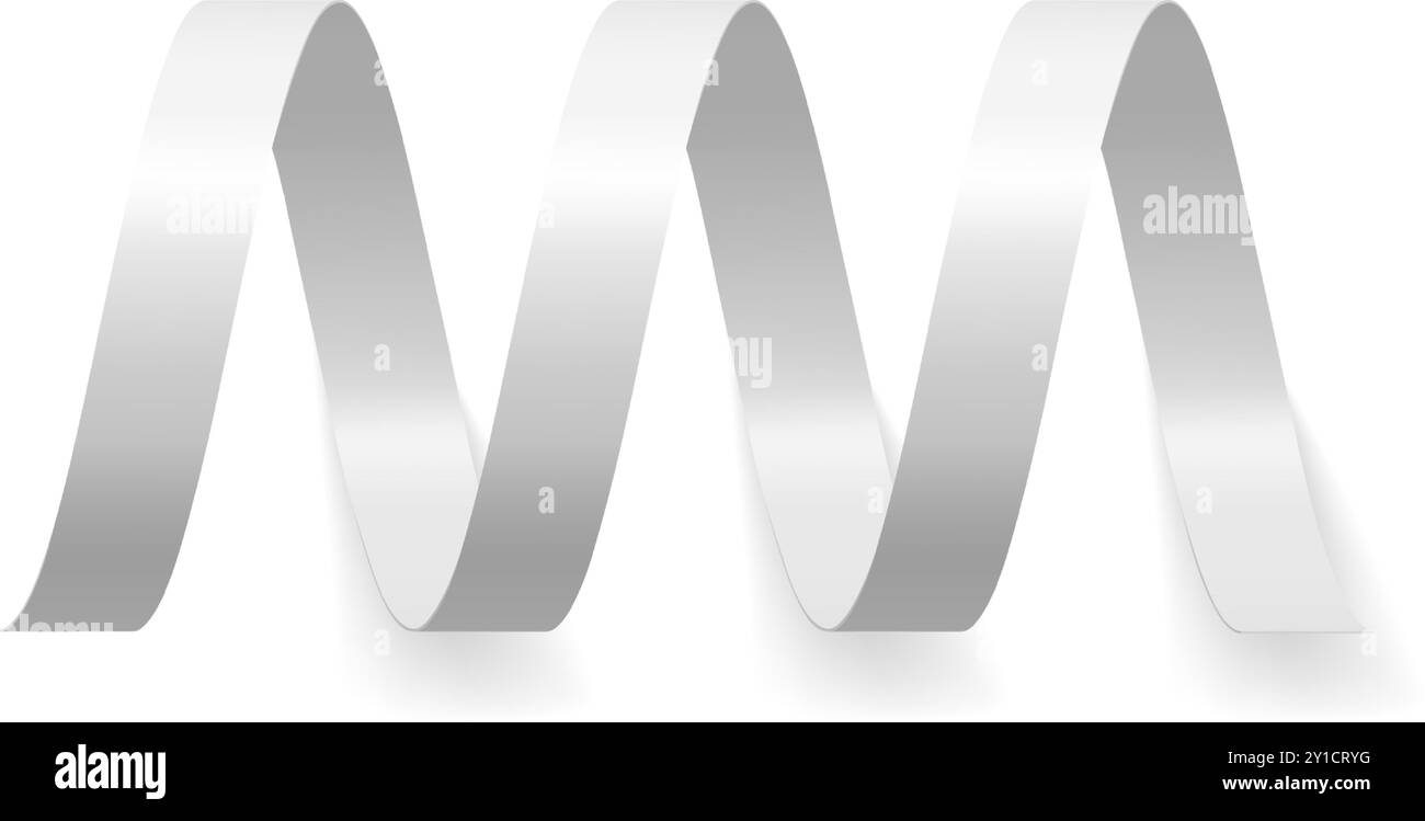 Realistische glänzende weiße Verlaufslinie horizontale gedrehte Konfetti 3D Vorlage festliche dekorative Design Vektor Illustration. Helles Event Festival Element fr Stock Vektor