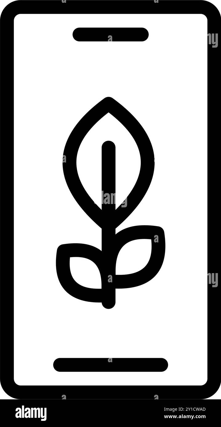 Icon Line Telefon und Blatt Ökologie, Natur grün und retten die Erde. Bearbeitbare Datei Stock Vektor