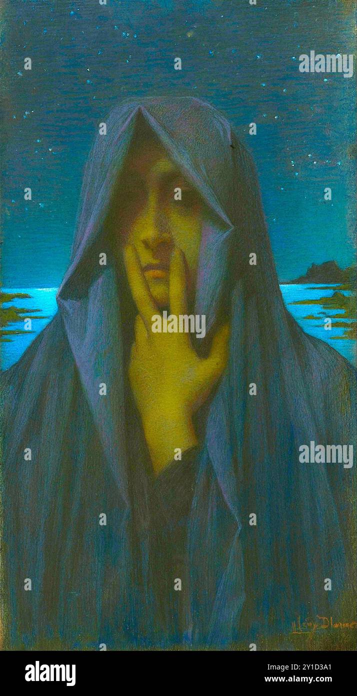 Lucien Lévy-Dhurmer - französischer Künstler und führender Vertreter des Fin-de-Siècle-Symbolismus und Jugendstil - The Silence - 1895 Stockfoto