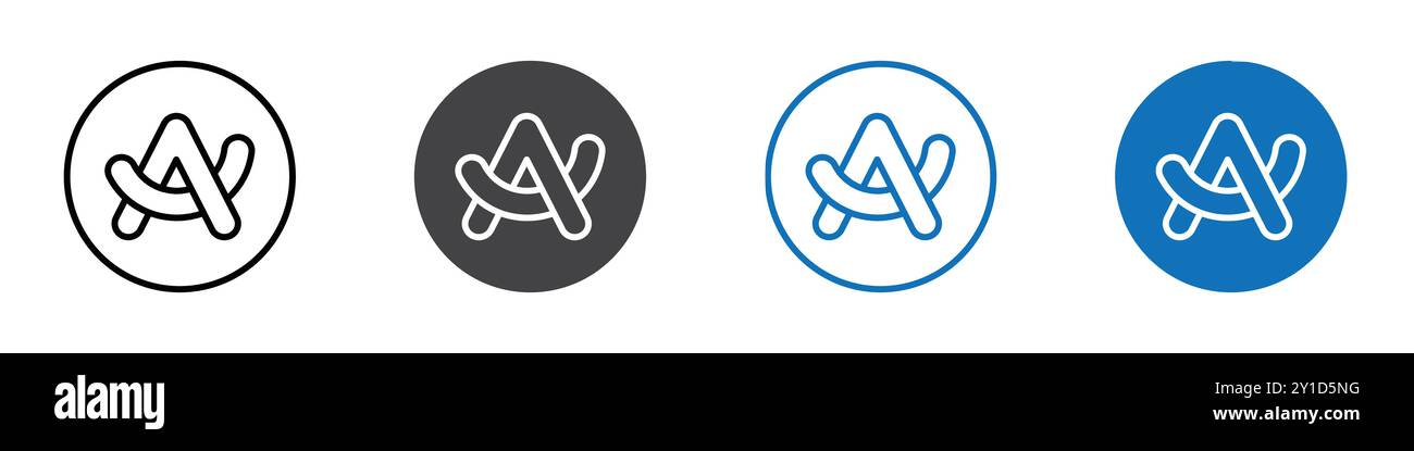 Bogenbrowsersymbol Logo-Zeichen in dünner Linie Kontursatz und Gruppensammlung Stock Vektor