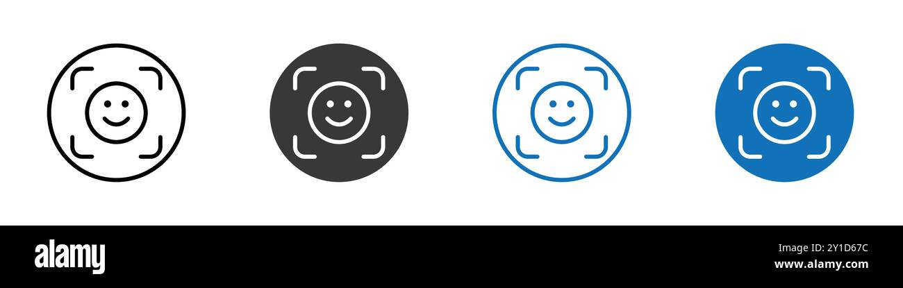 Gesichts-ID-Scan-Symbol Logozeichen in dünner Linie Kontursatz und Gruppensammlung Stock Vektor