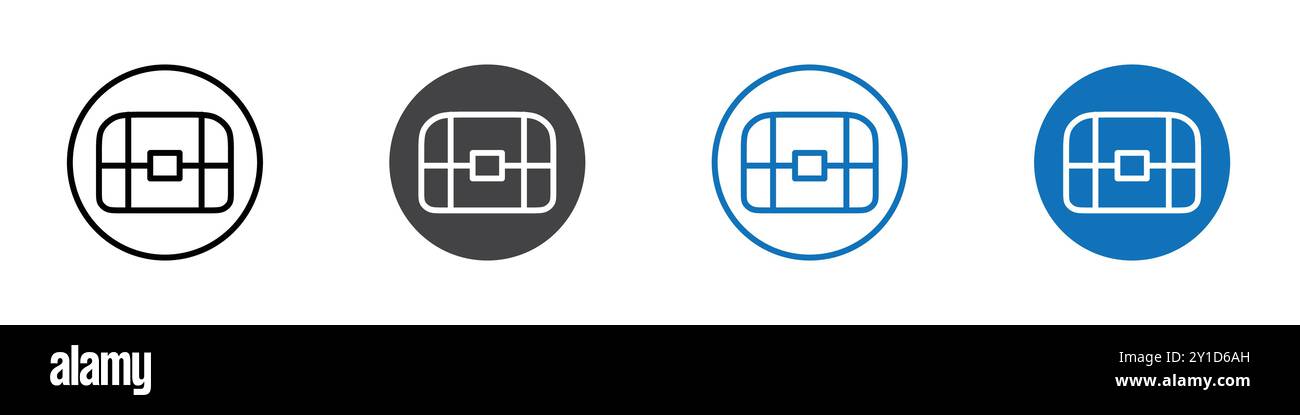 Schatzkistensymbol Logozeichen in dünner Linie und Gruppensammlung Stock Vektor