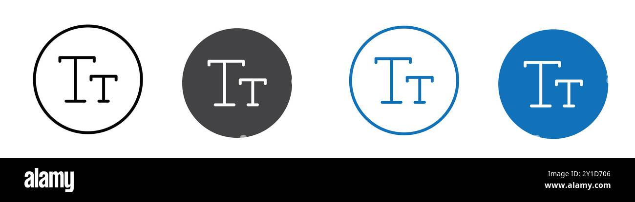 Symbol für Textgröße Logo-Zeichen in dünner Linie Kontursatz und Gruppensammlung Stock Vektor