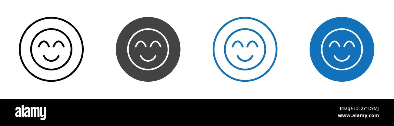 Smile Icon Logozeichen in dünner Linie und Gruppenkollektion Stock Vektor