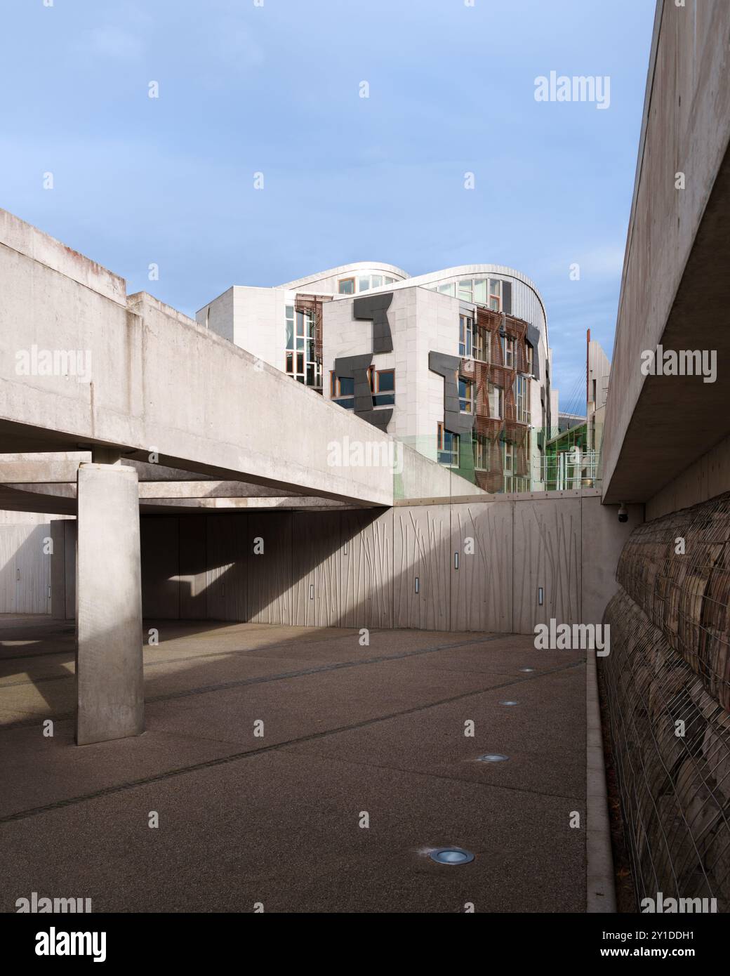 Edinburgh, Schottland, Großbritannien - schottisches Parlamentsgebäude von EMBT (Miralles / Tagliabue) mit RMJM Stockfoto