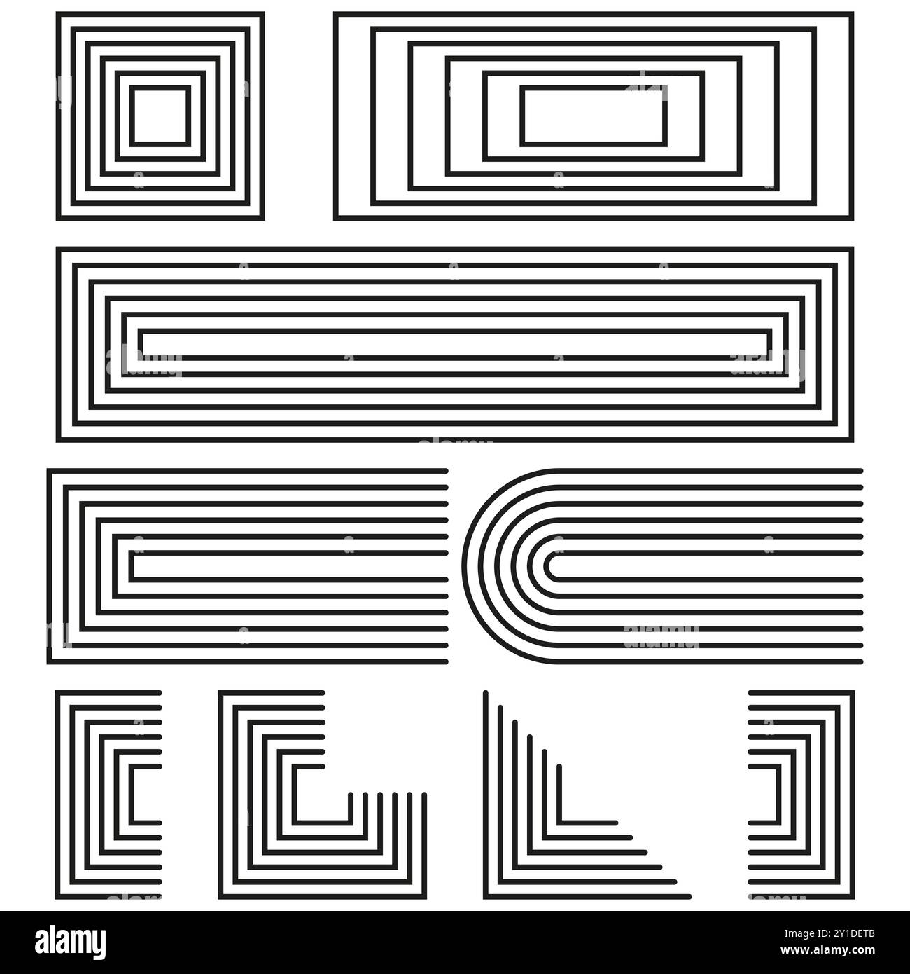 Geometrische Linienmuster. Rechteckige abstrakte Formen. Minimalistisches, lineares Design. Vektorgrafik. Stock Vektor