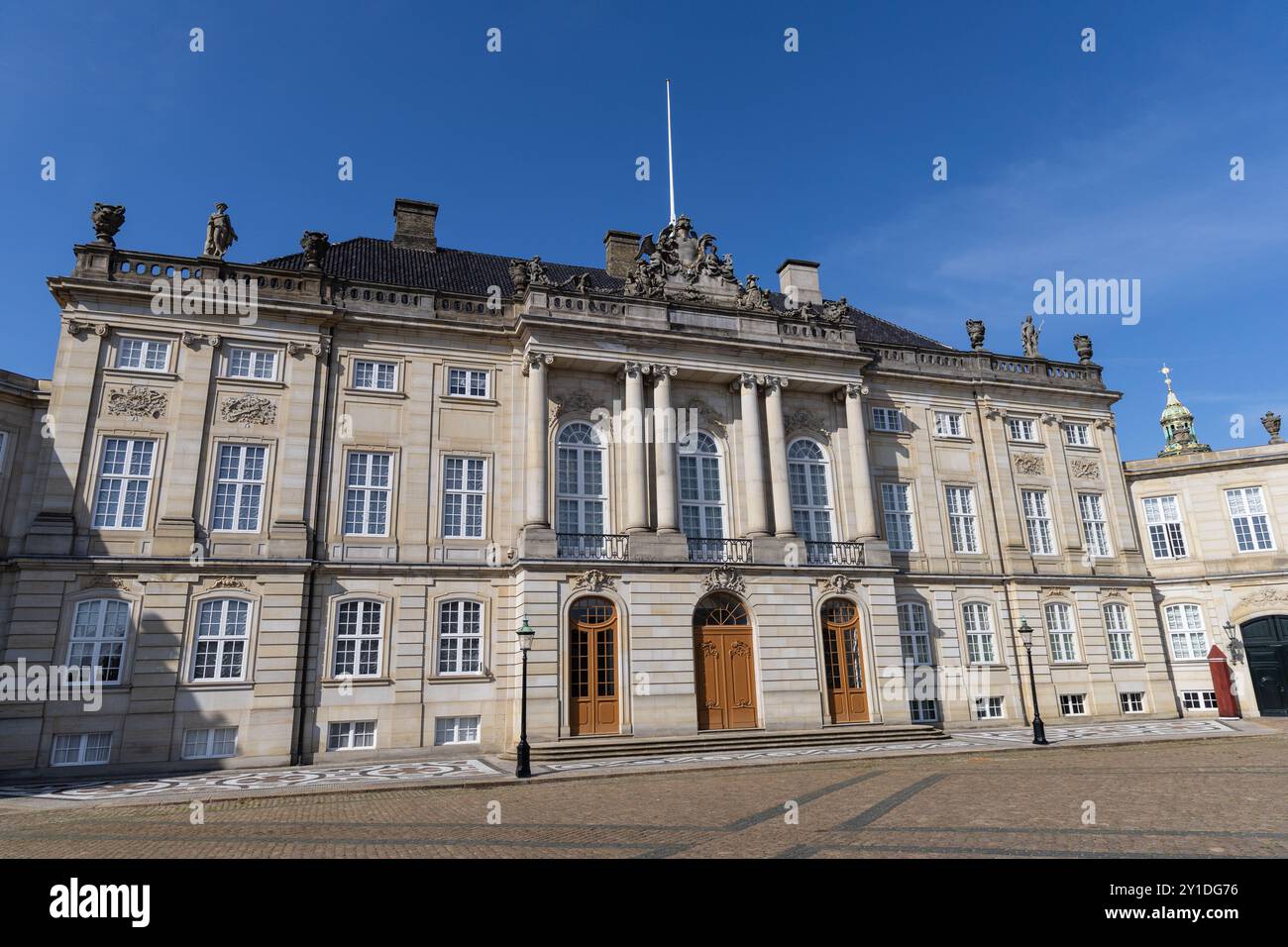 Königlicher Dänischer Palast Amalienborg. Königliche Residenz in Kopenhagen, Dänemark. Hochwertige Fotos Stockfoto