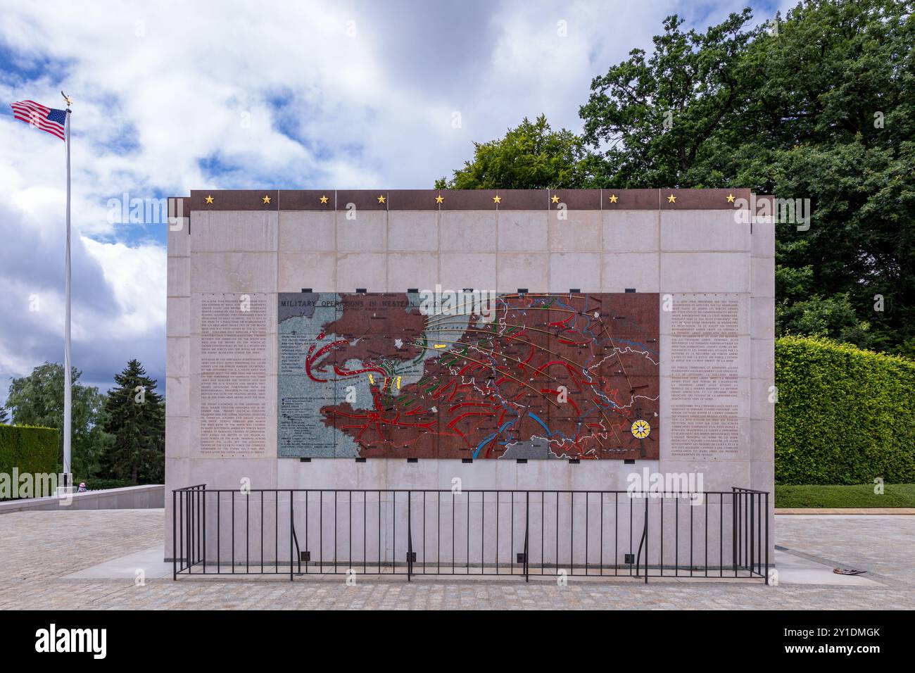 Schlachtkarten auf dem amerikanischen Militärfriedhof in Hamm, Luxemburg Stockfoto