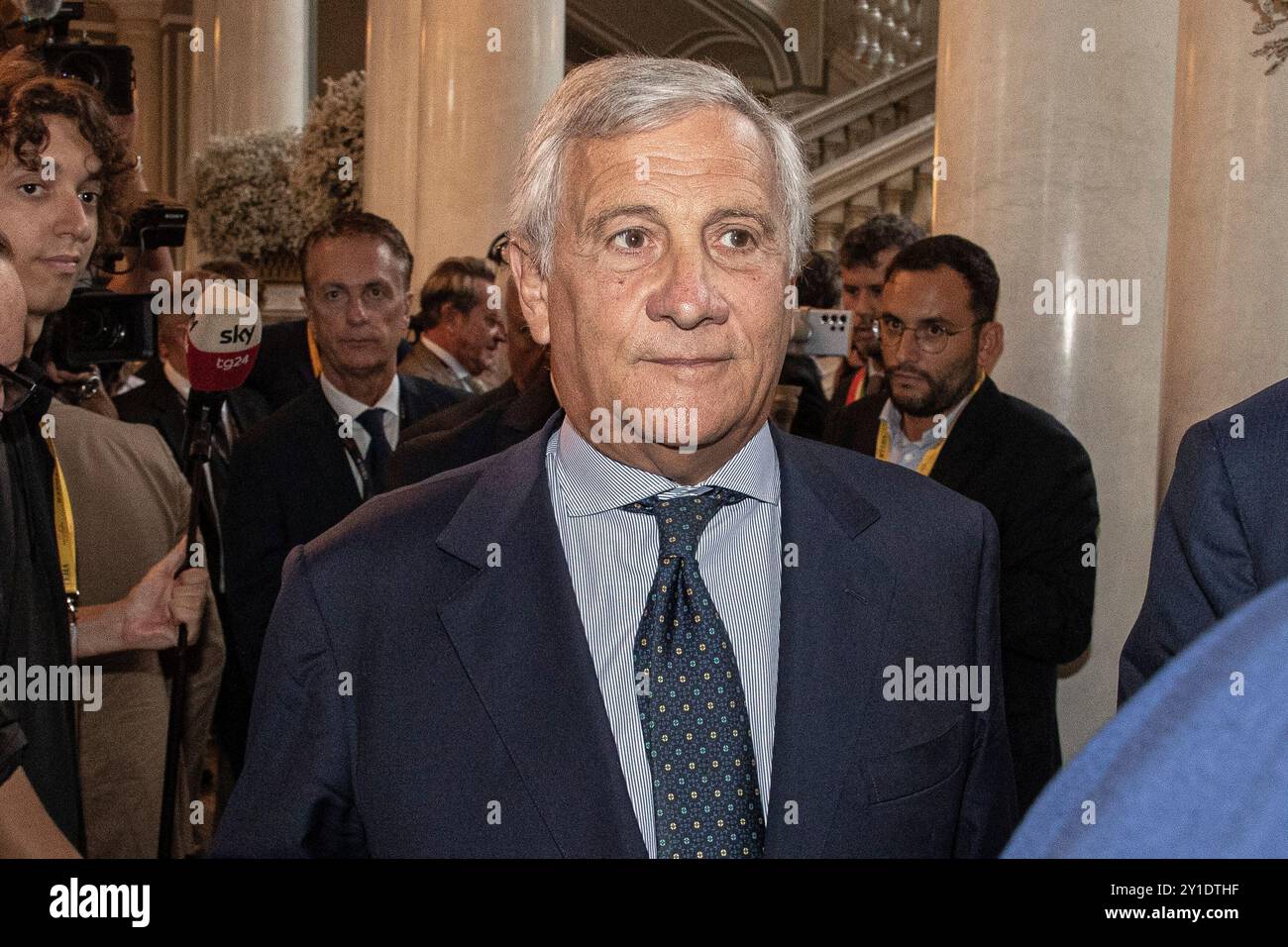 Como, Italien. September 2024. Nella foto Antonio Tajani Ministro degli affari esteri e della cooperazione internazionale dell'ItaliaComo - Italia - Cronaca - Economia - Politica Venerdì, 06 Settembre, 2024 (Foto di Marco Ottico/Lapresse) 50. Ausgabe des Ambrosetti-Jahresforums in Cernobbio 2024 - erster Tag Como, Italien - Nachrichten - Wirtschaft - politischer Freitag, 06 September 2024 (Foto von Marco Ottico/Lapresse Live News) Stockfoto