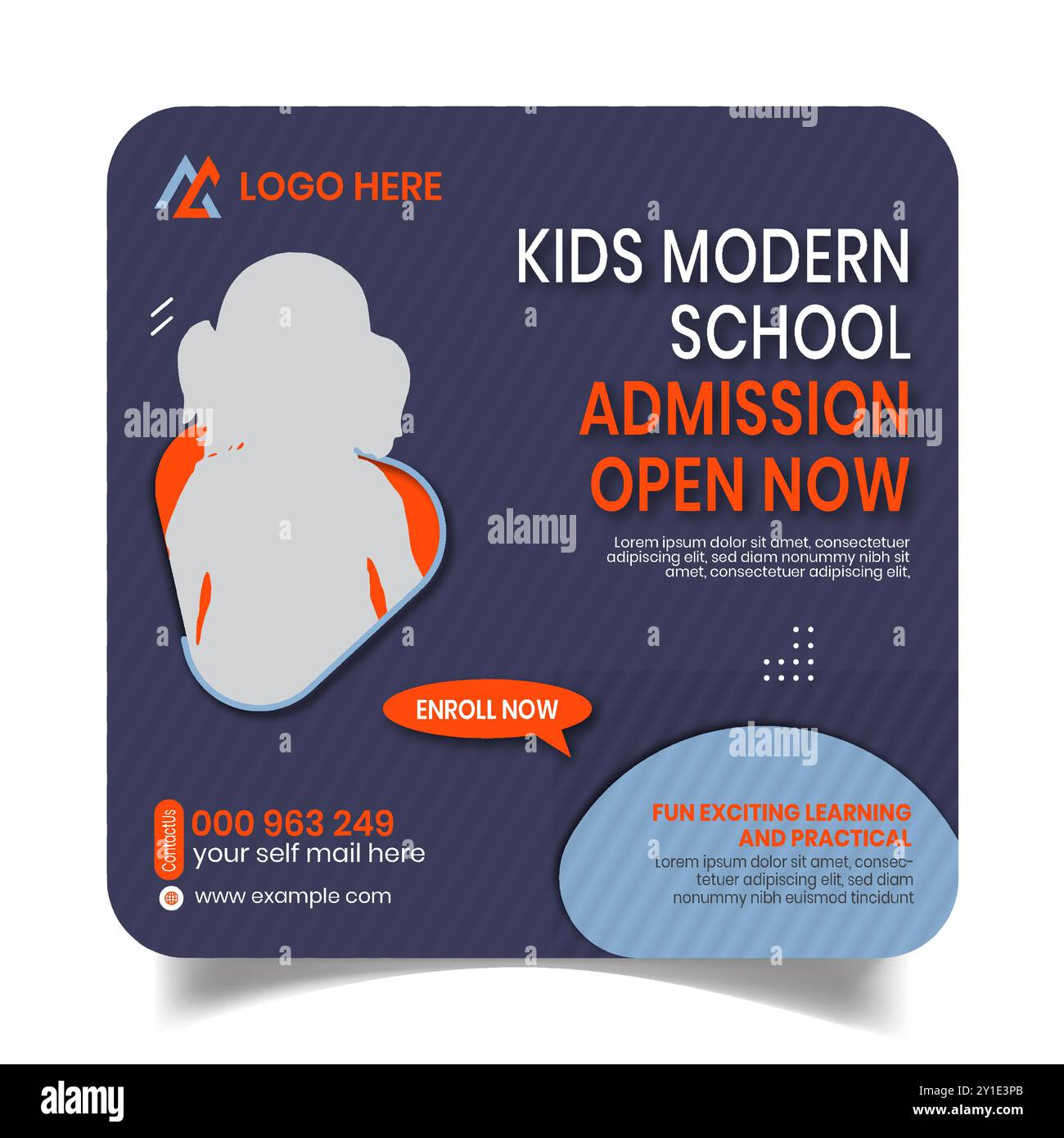 Unique Stylus Kids Eintritt Social Media Post Design Vorlage Stock Vektor